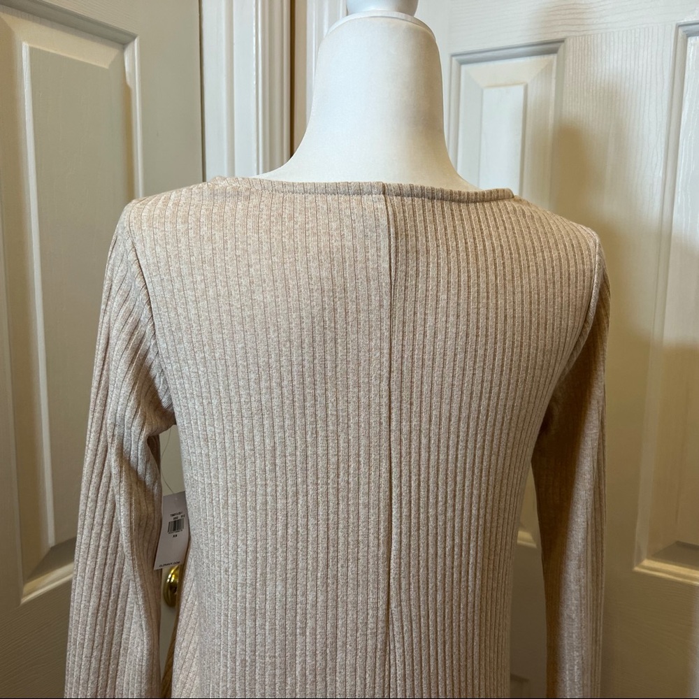 Old Navy Rib Knit Cardigan Sweater Midi Wishbone Beige Dress Size XS - Picture 5 of 12